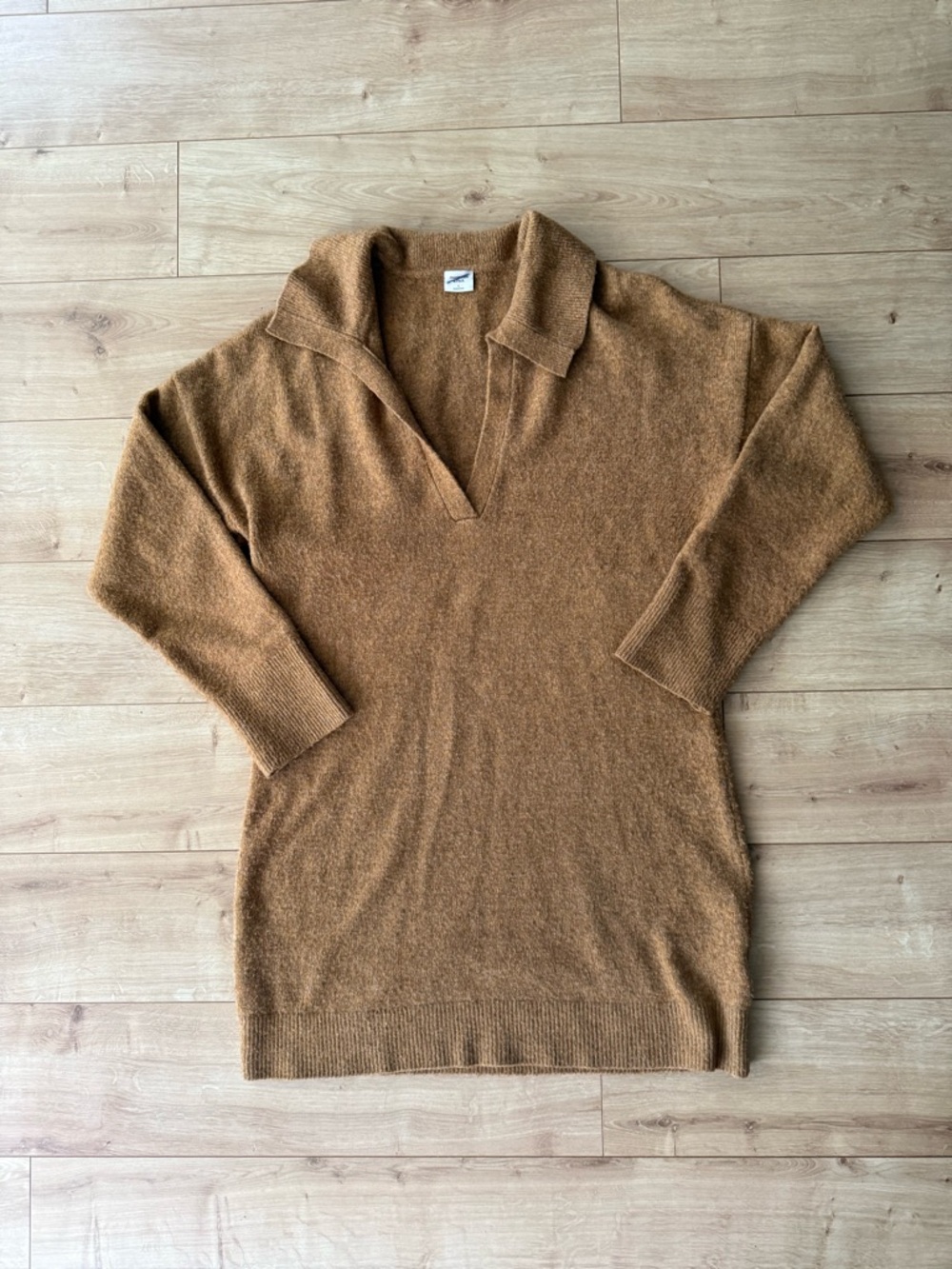 Abercrombie Fitch Womens Tan Collared Sweater Dress Soft Knit Size L